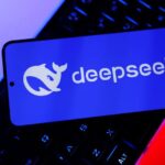 DeepSeek R2 launch official logo displayed on mobile screen