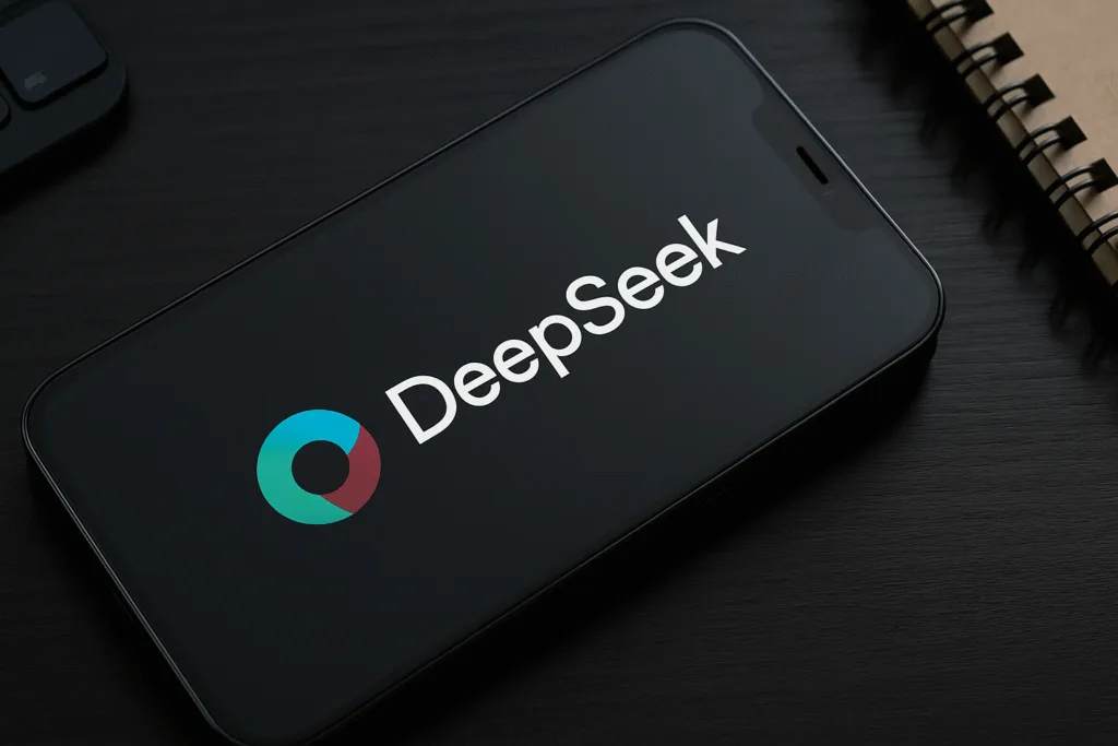 DeepSeek R2 launch logo displayed on mobile screen, symbolizing AI innovation