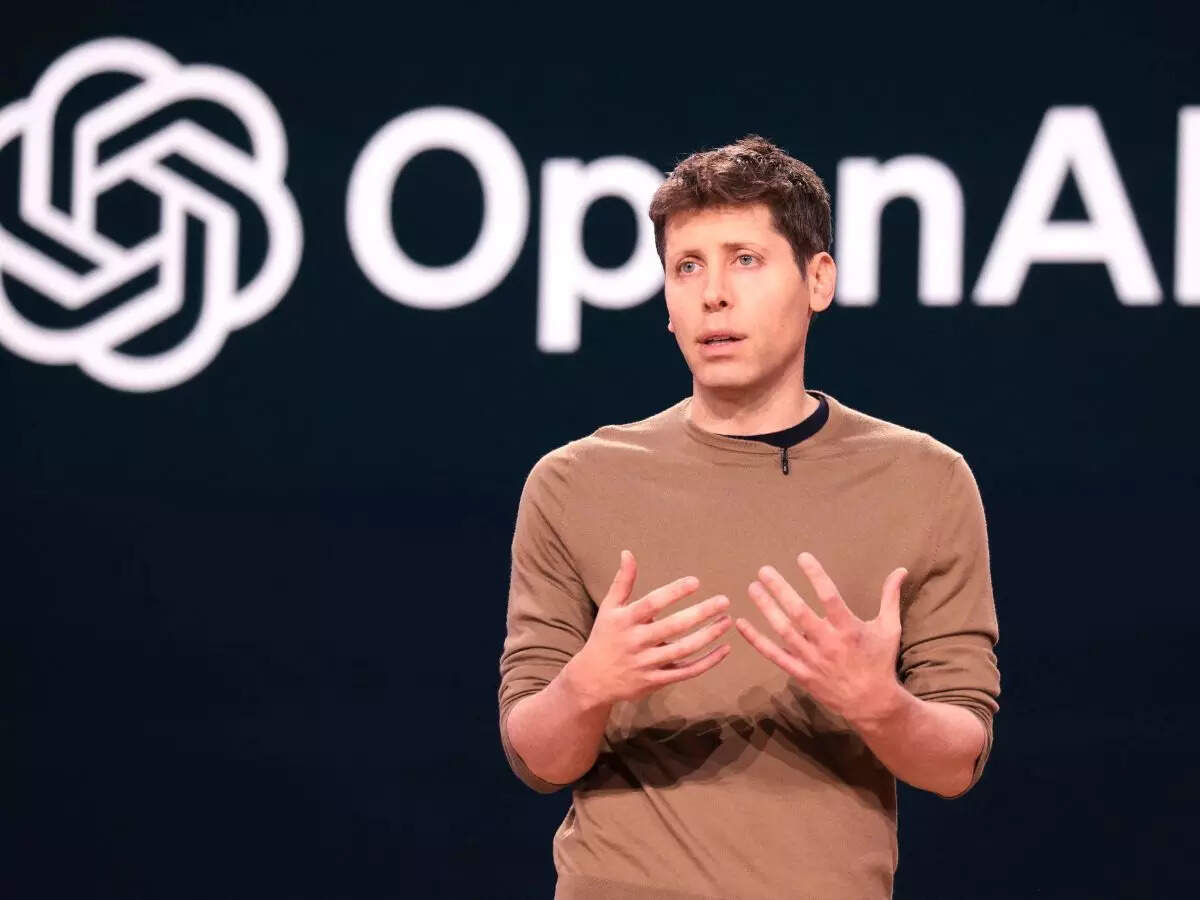 Sam Altman talking about the future of OpenAI during a press conference.
