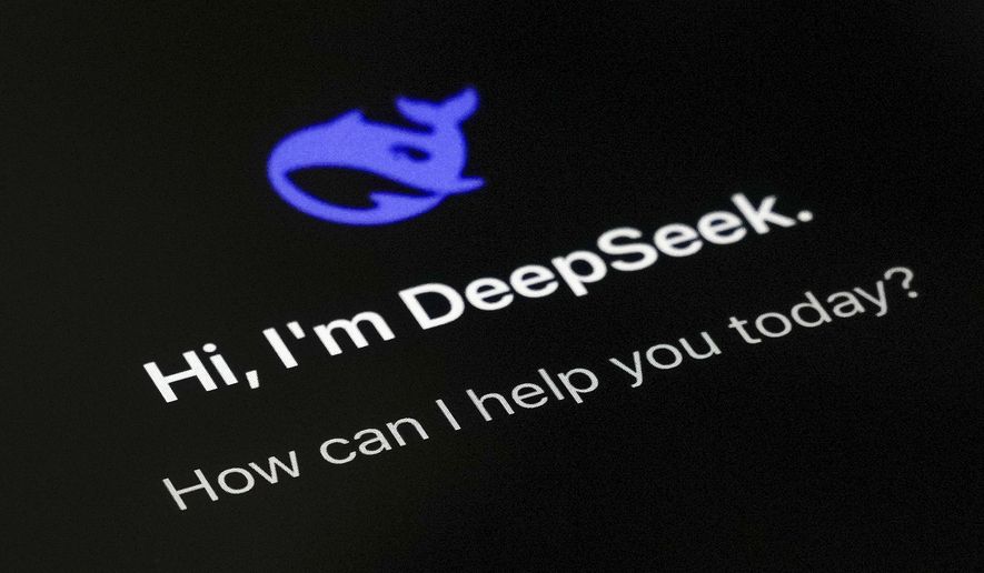 DeepSeek AI logo with tagline "I'm DeepSeek, how can I help you?" showcasing China’s artificial intelligence gains in global tech leadership.