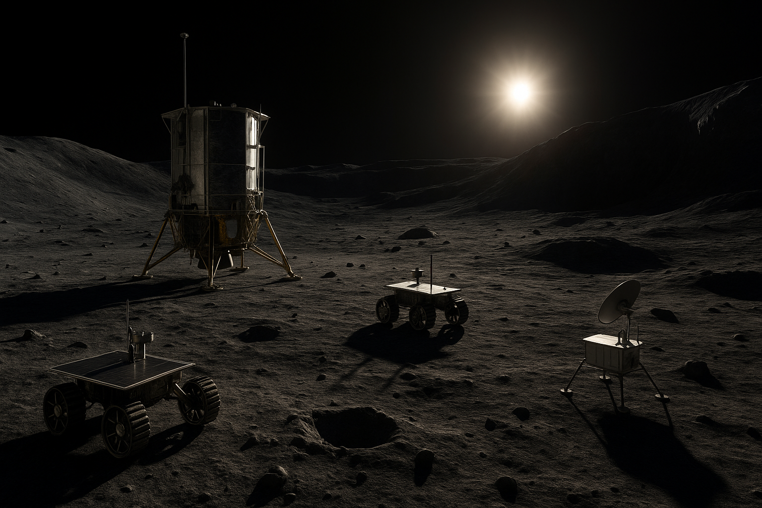 Lunar lander and scientific rovers deployed on the Moon’s South Pole as NASA selects Firefly for Artemis mission technology and science delivery.