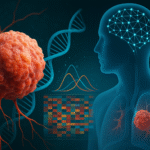 AI model simulating cancer with digital twin and DNA strand to predict cancer using genomics.