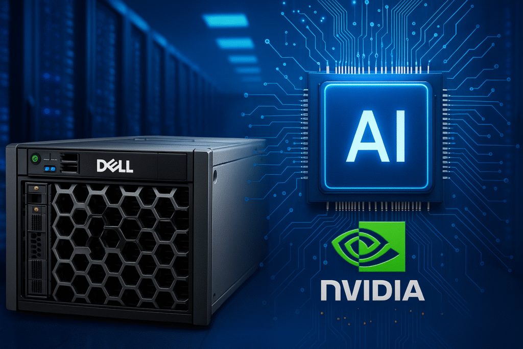 Dell server with Nvidia AI chip highlighting artificial intelligence (AI) infrastructure growth. Generated By Ai