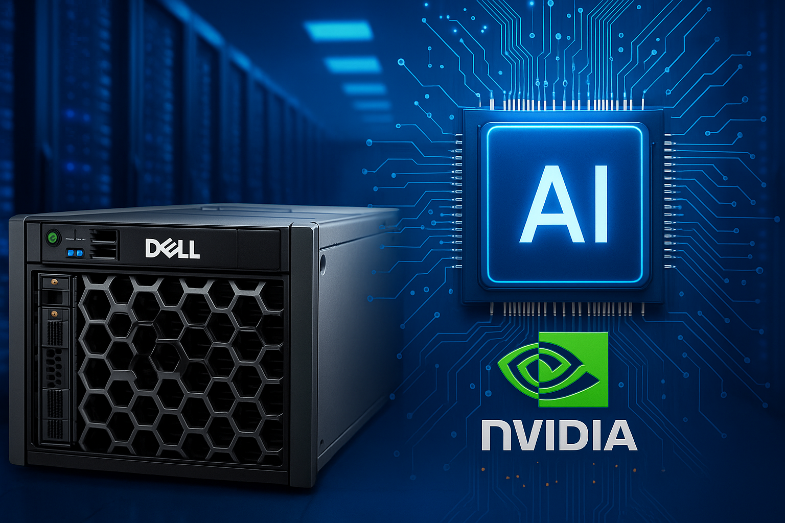 Dell server with Nvidia AI chip highlighting artificial intelligence (AI) infrastructure growth. Generated By Ai