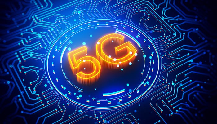 Glowing 5G symbol representing telecom AI infrastructure and digital transformation