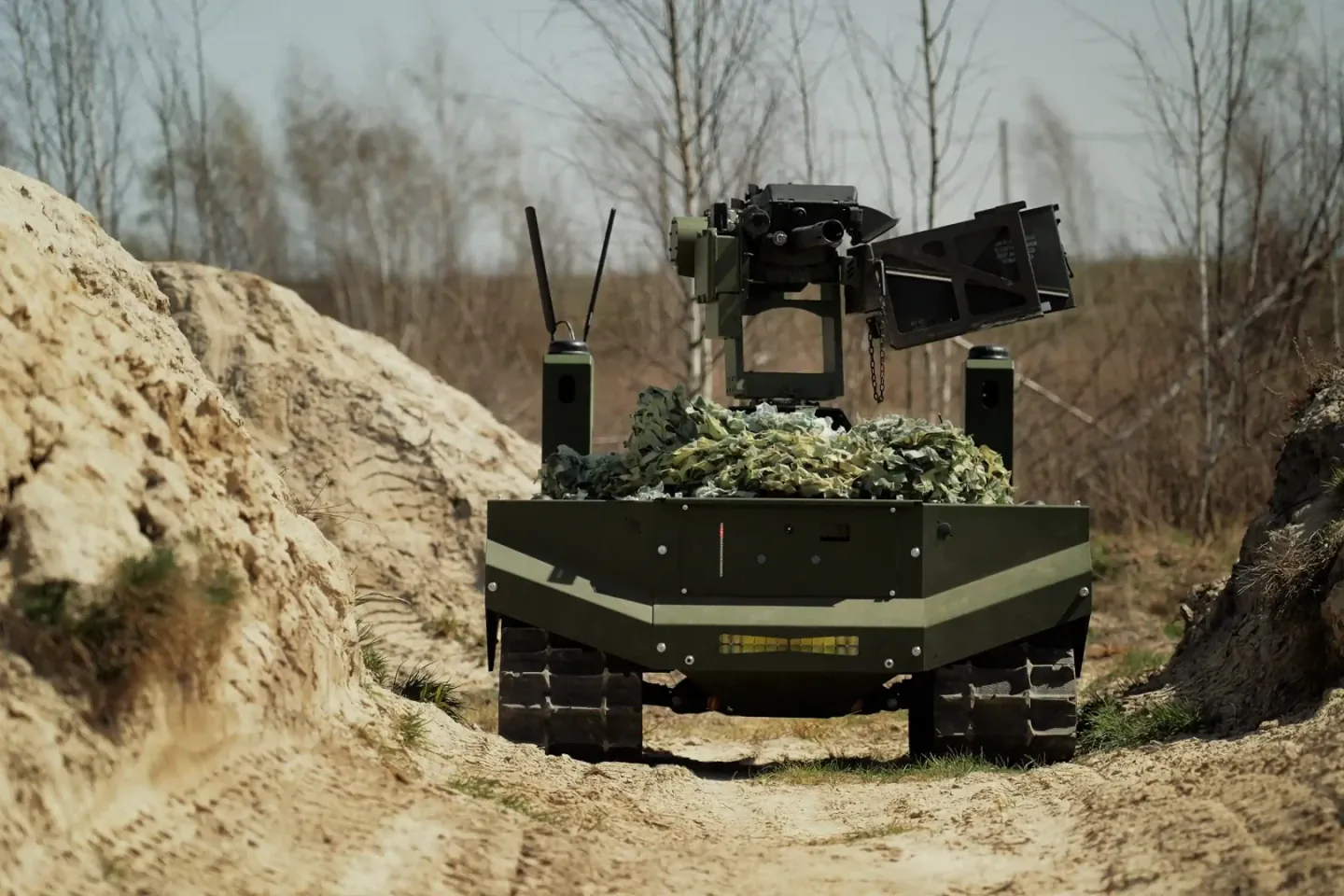 Combat Gereon AI combat robot by ARX Robotics on Ukrainian frontline, unmanned ground vehicle for soldier protection