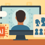 Illustration showing Google AI age detection system analyzing user behavior through search data to estimate age groups.