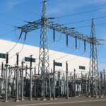 Electrical substation and power infrastructure in Houston highlighting CenterPoint Energy preparations for Foxconn Houston power demand from AI projects