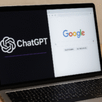 Laptop displaying ChatGPT and Google search interface, highlighting ChatGPT Google indexing issue.