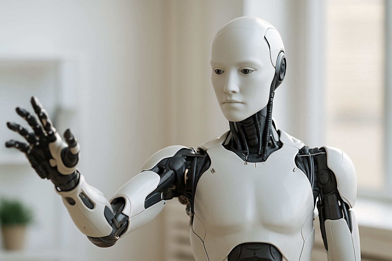 A humanoid robot powered by OpenMind’s OM1 performing tasks using advanced humanoid robot software