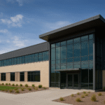 Modern building of Montana State University’s new QCORE quantum computing research facility, designed for cutting-edge research and collaboration.