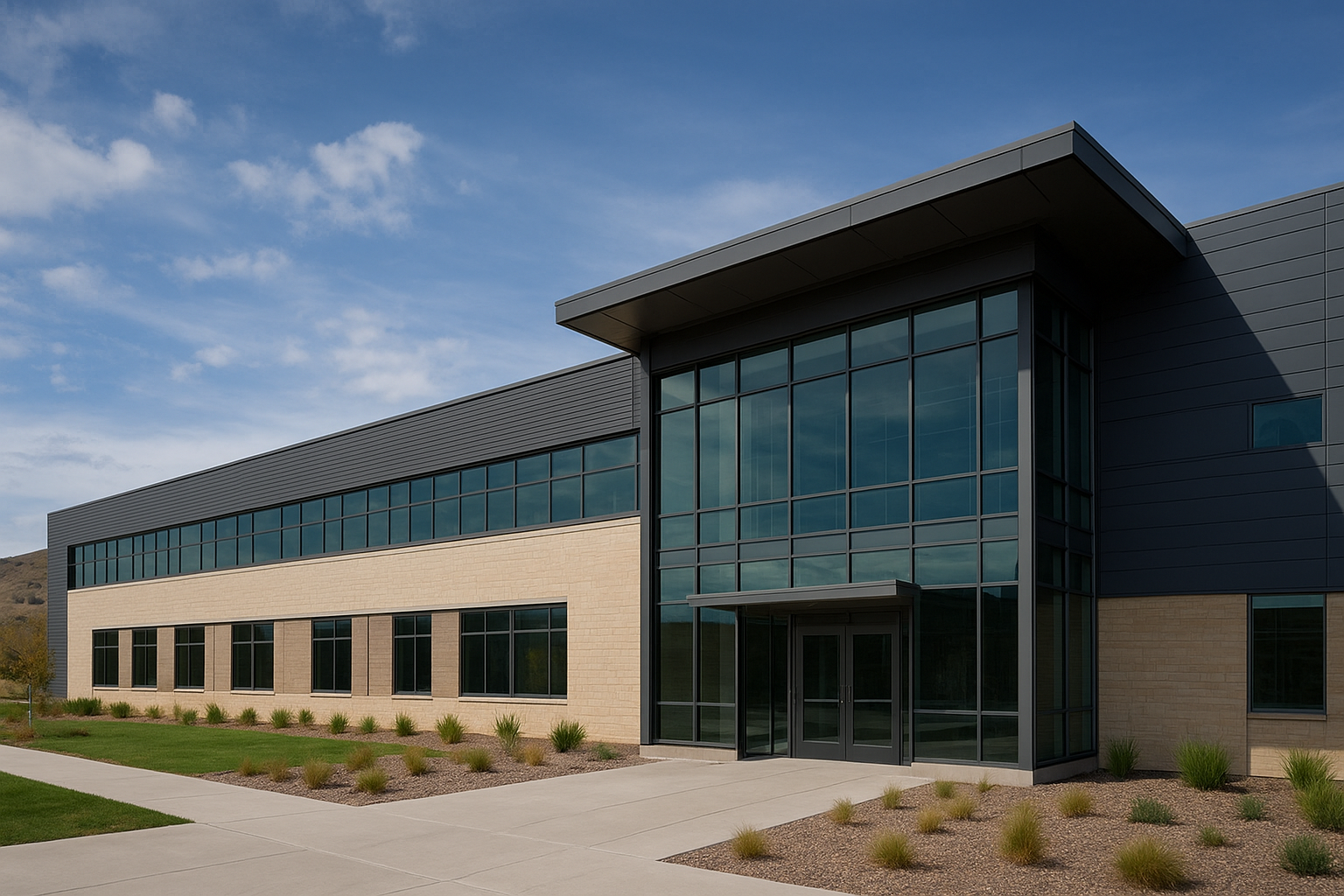 Modern building of Montana State University’s new QCORE quantum computing research facility, designed for cutting-edge research and collaboration.