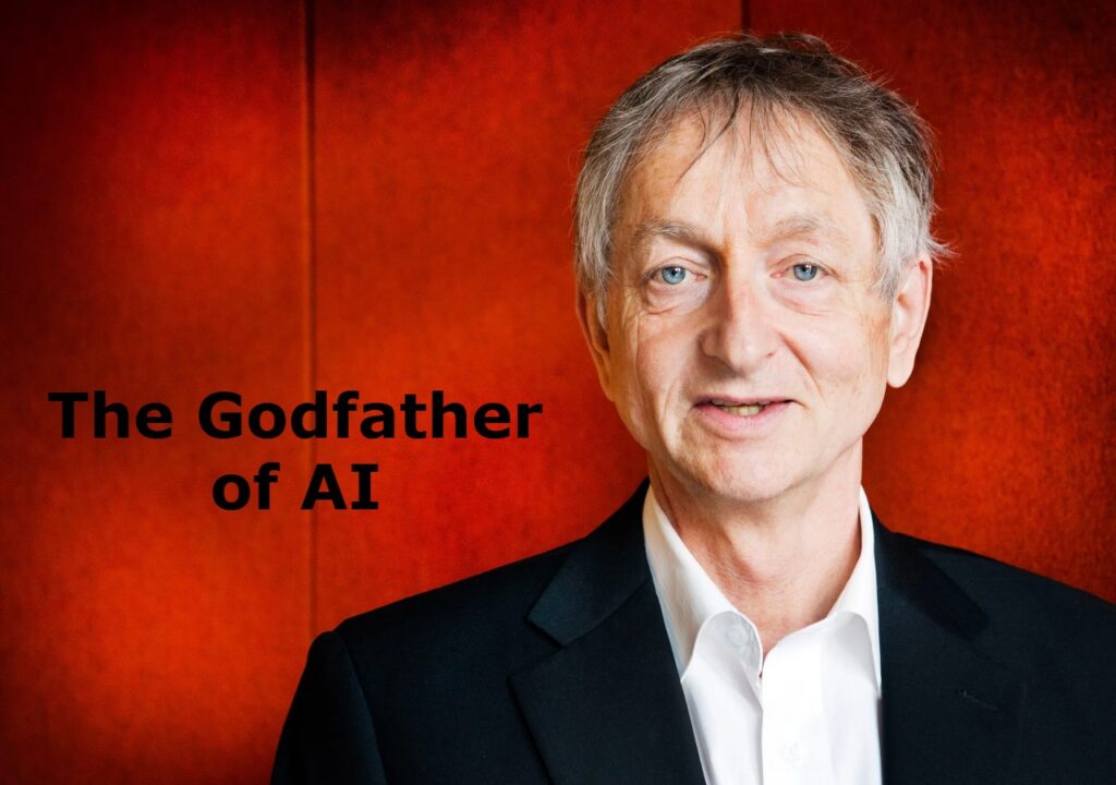 Geoffrey Hinton, known as the godfather of AI, warns about the AI extinction risk during global technology discussions.