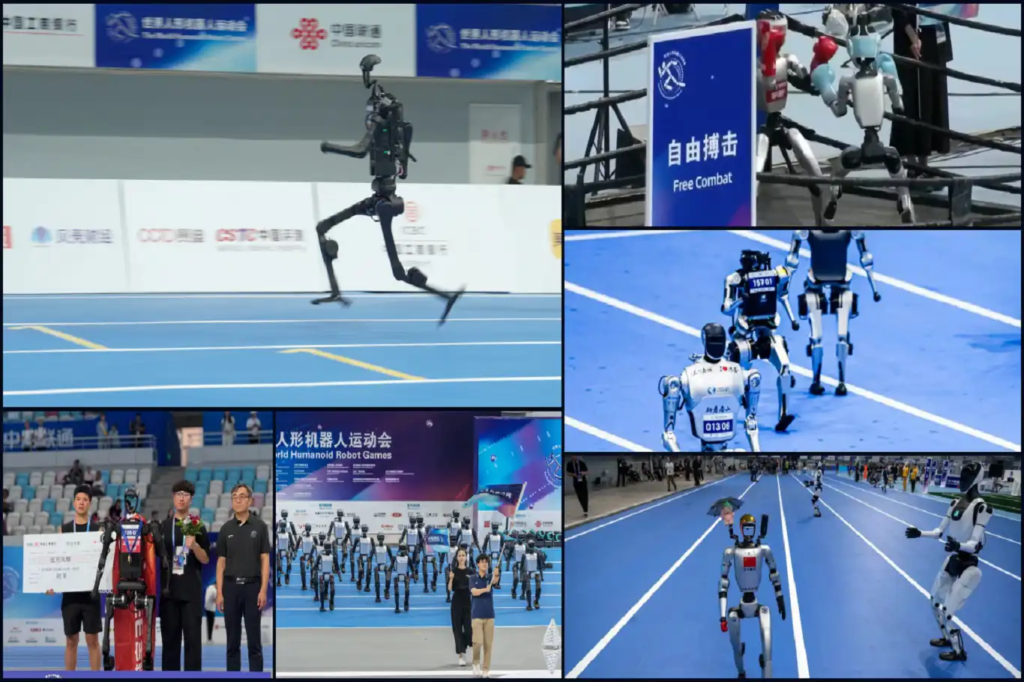 Humanoid robots competing at China’s inaugural humanoid robot competition 2025, showcasing advanced AI and robotics skills