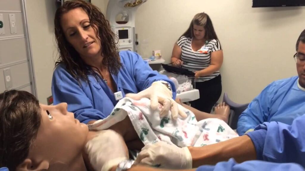 Female humanoid robot giving birth inside an artificial womb system, representing the world’s first robot that could give birth to human baby