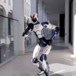 Humanoid robot showcasing the future of AI in shopping inside a modern retail space
