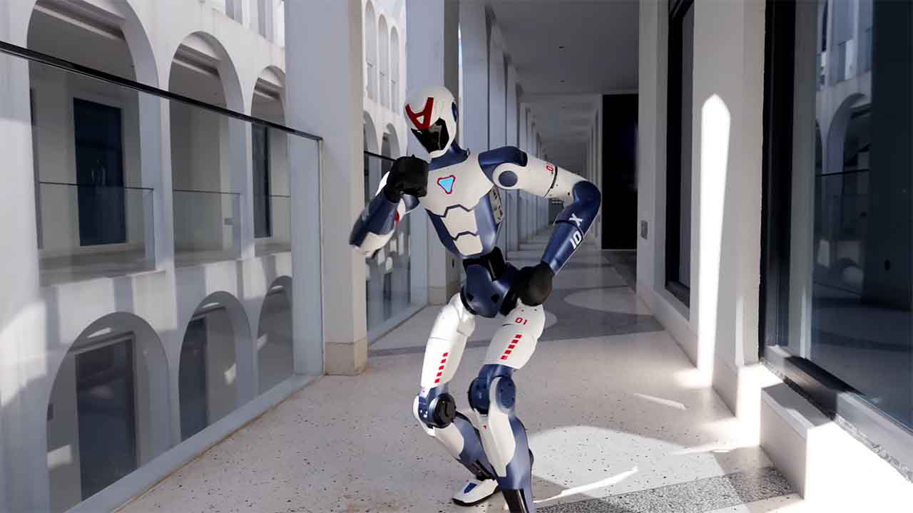 Humanoid robot showcasing the future of AI in shopping inside a modern retail space