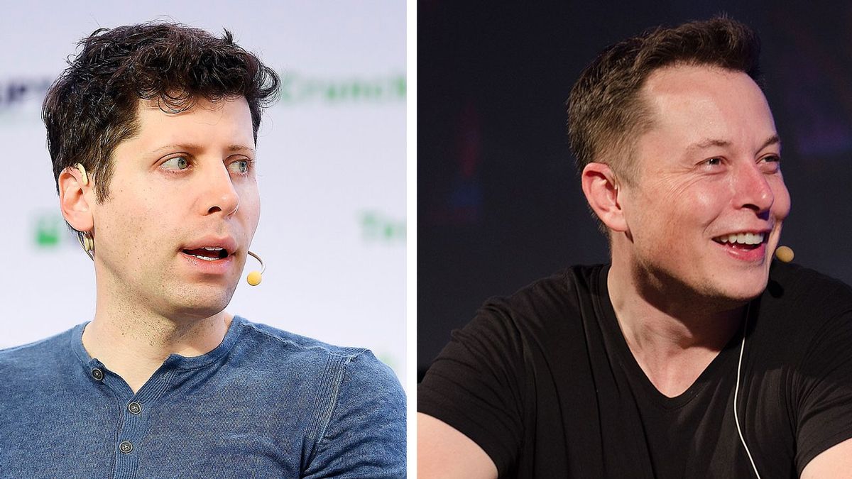 Elon Musk and Sam Altman discussing AI supremacy in a high-stakes tech rivalry