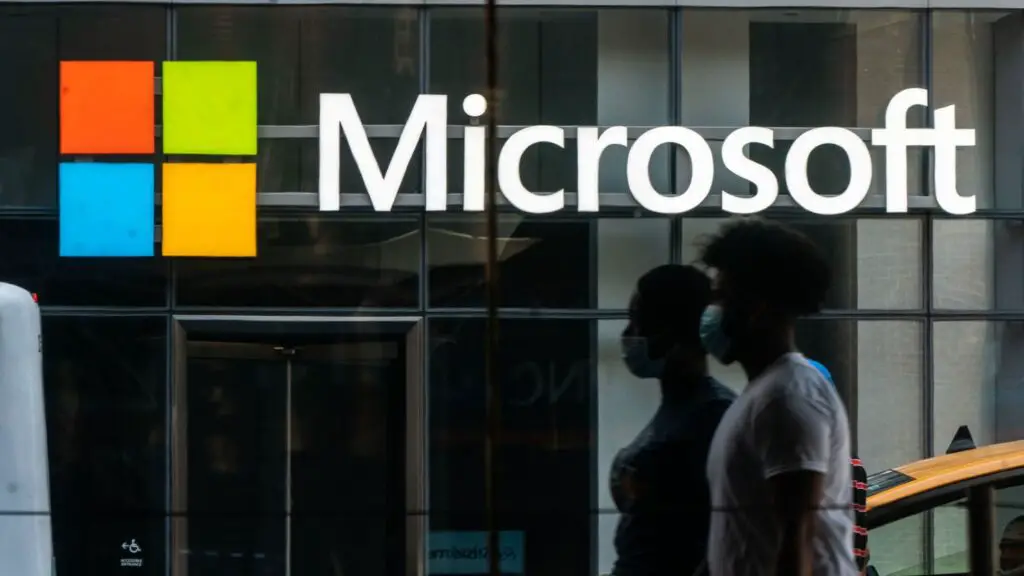 Microsoft logo representing strong financial results as Microsoft (MSFT) maintains cloud growth momentum.