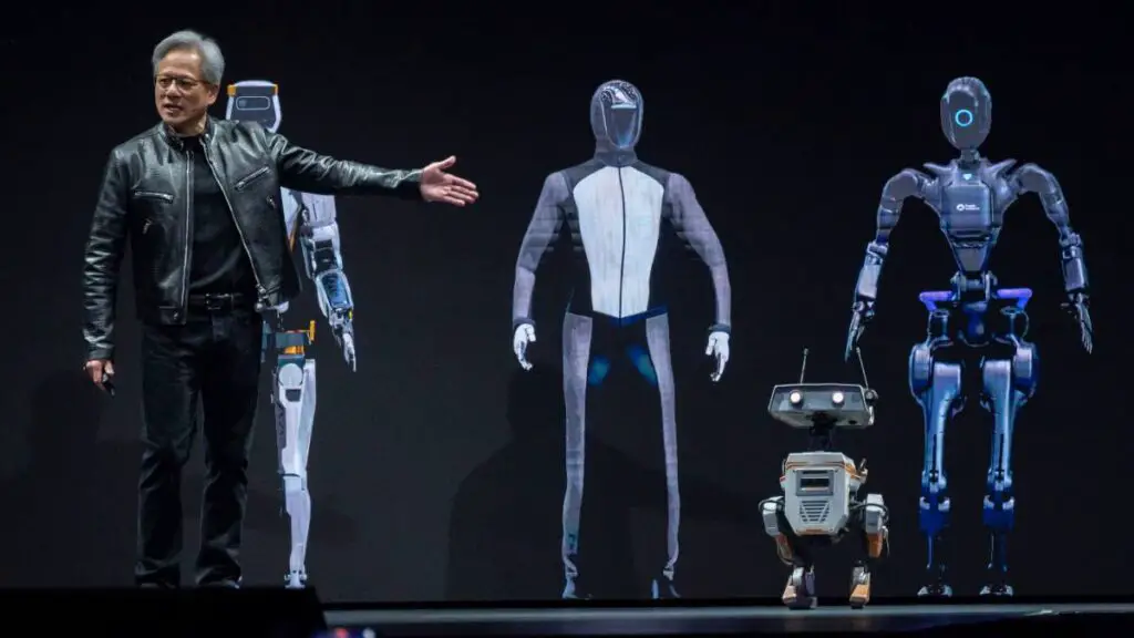 NVIDIA CEO Jensen Huang unveils NVIDIA humanoid robots in partnership with Foxconn, showcasing the future of physical AI.