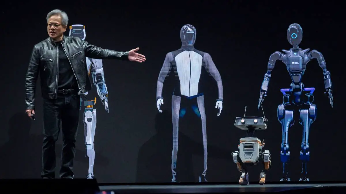 NVIDIA CEO Jensen Huang unveils NVIDIA humanoid robots in partnership with Foxconn, showcasing the future of physical AI.