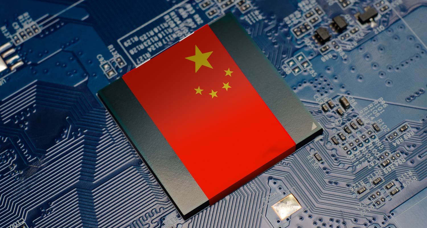 A realistic AI chip on a futuristic circuit board, symbolizing China’s breakthrough with DeepSeek next generation AI chips.