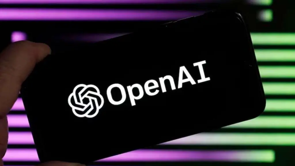 OpenAI logo displayed on mobile screen after Julia Villagra departure news