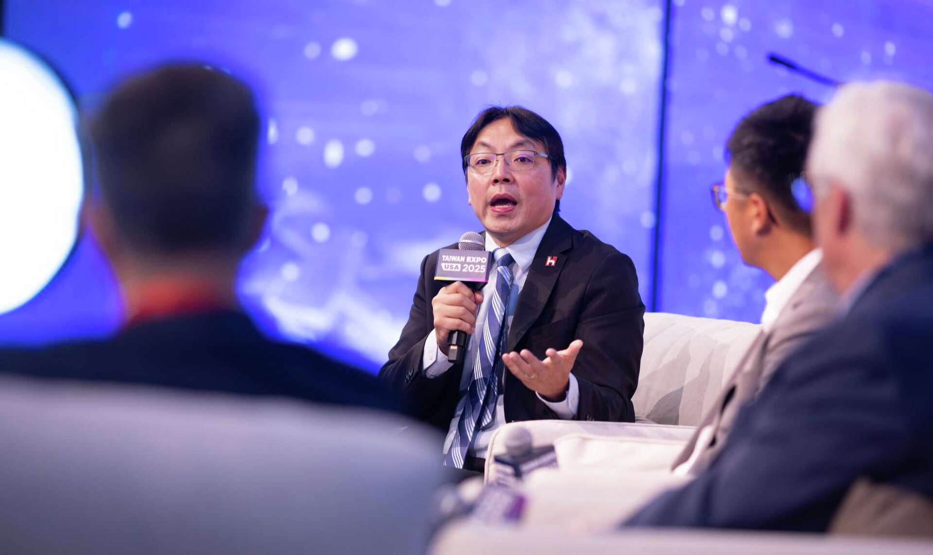 Jerry Hsiao of Foxconn speaking at Taiwan EXPO in Dallas about building the AI workforce in Houston