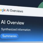 Illustration showing the impact of Google AI overview on small businesses and online search traffic.
