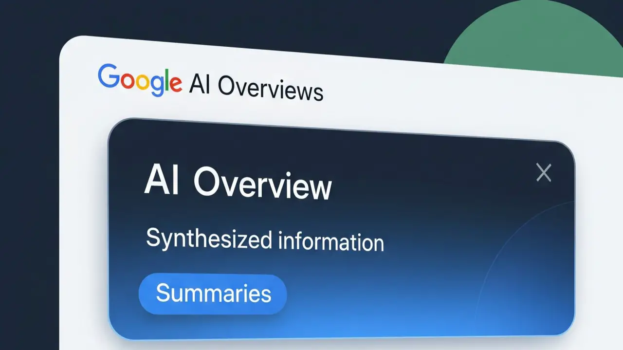Illustration showing the impact of Google AI overview on small businesses and online search traffic.