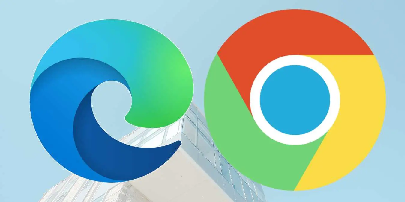 Google Chrome vs. Microsoft Edge logos side by side showing the browser comparison