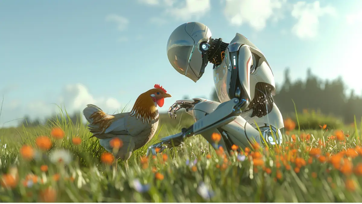 AI decodes chicken emotions: Robot interacting with chicken to understand feelings
