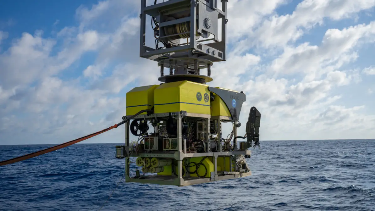 China deep-sea robot Haiqin exploring the ocean floor at extreme depth in the South China Sea