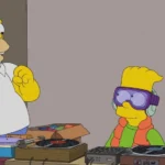 Homer and Bart Simpson celebrate in a fun scene from the New Simpsons Movie 2027 sequel