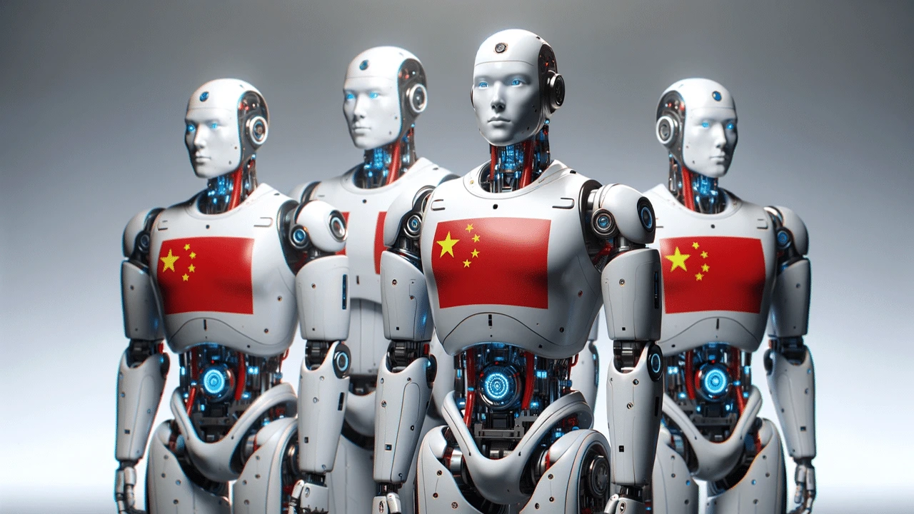 Chinese humanoid robots representing Alibaba robot investment and China’s rise in robotics innovation.