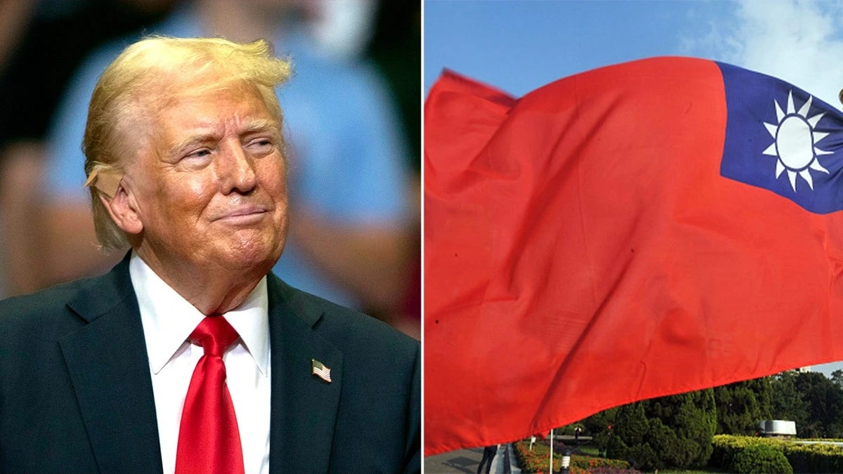 U.S. leader and Taiwan flag symbolizing talks on Taiwan chip production deal