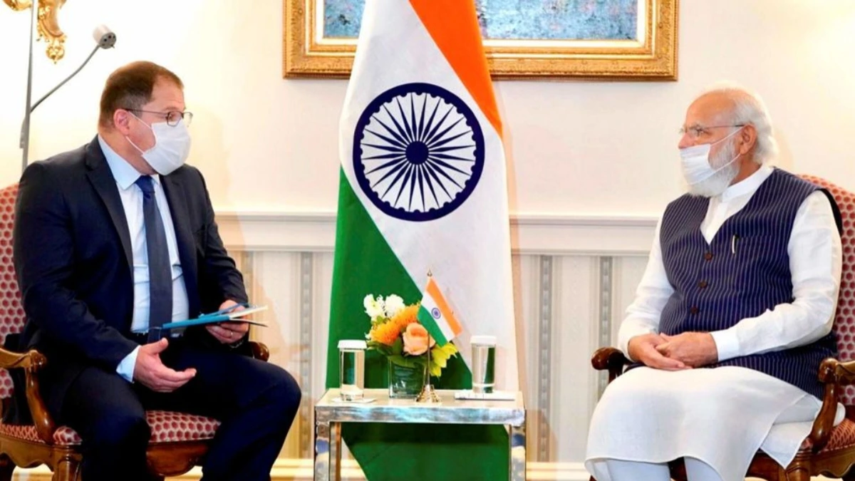 Indian Prime Minister Narendra Modi meets Qualcomm CEO Cristiano Amon in New Delhi to discuss AI and semiconductor collaboration