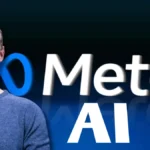 Meta AI logo with CEO Mark Zuckerberg discussing company’s artificial intelligence restructuring plans