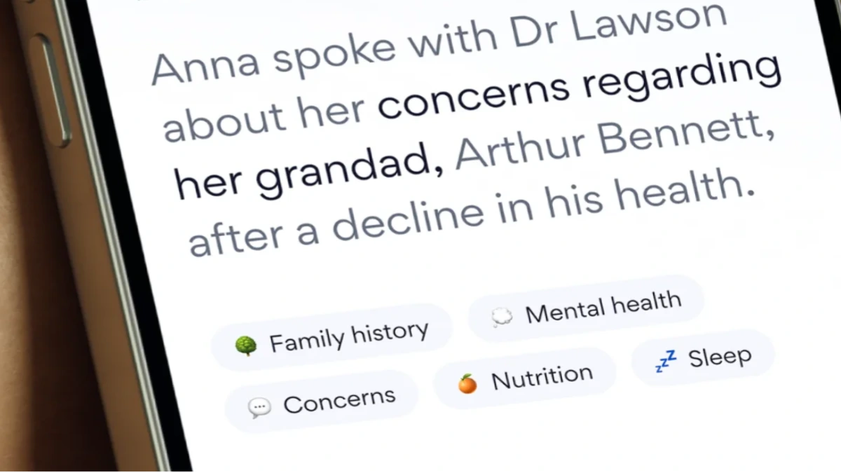 AI-powered Mirror app by Aide Health summarizing medical appointments to help patients remember doctor consultations.