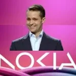 Nokia CEO Justin Hotard discussing the company’s long term Nokia AI strategy at a technology event.