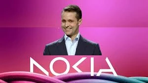 Nokia CEO Justin Hotard discussing the company’s long term Nokia AI strategy at a technology event.