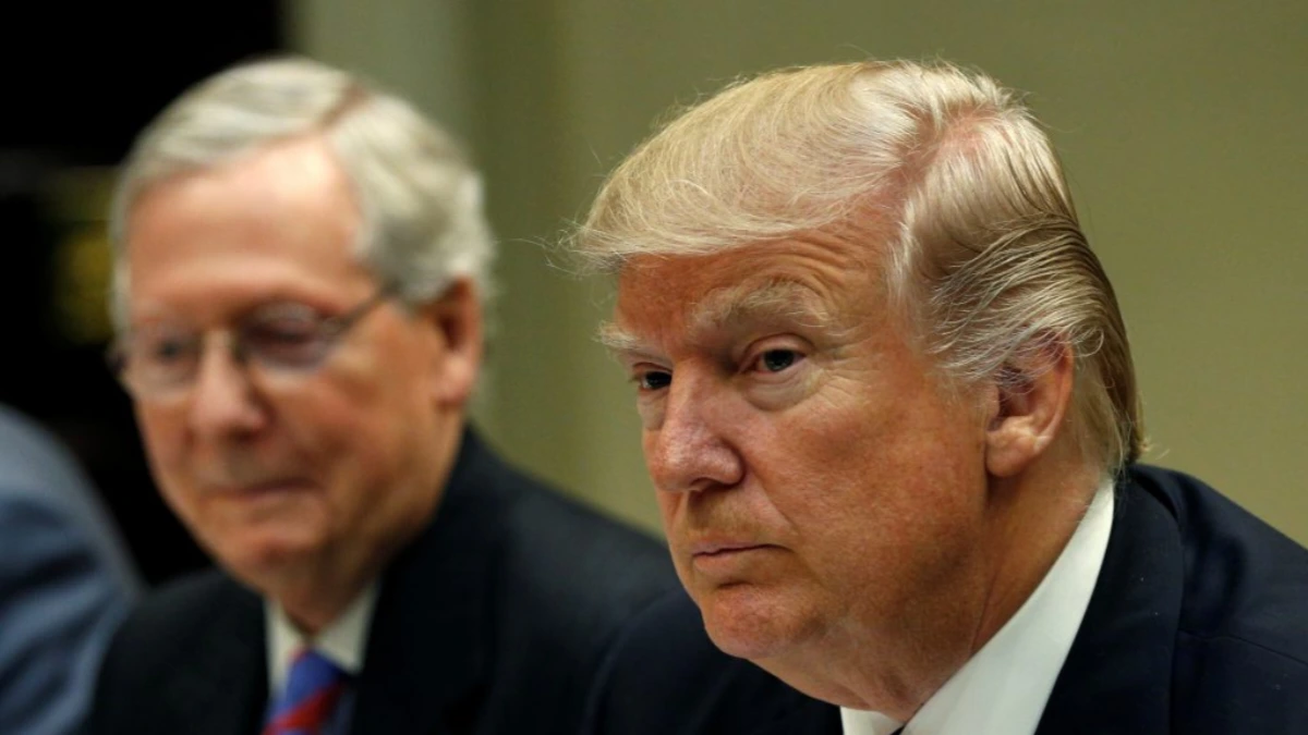 Donald Trump during a meeting with Senate leaders amid debate over the Senate filibuster rule