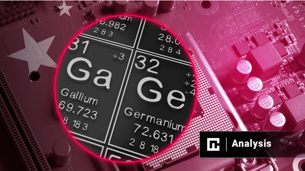 Cargo ship loaded with colorful containers at a busy Chinese port, representing China’s suspension of export ban on gallium, germanium, and antimony to the U.S.