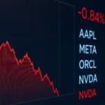 Stock market chart showing tech stocks and Nasdaq trends amid AI slump, highlighting potential year-end rally.