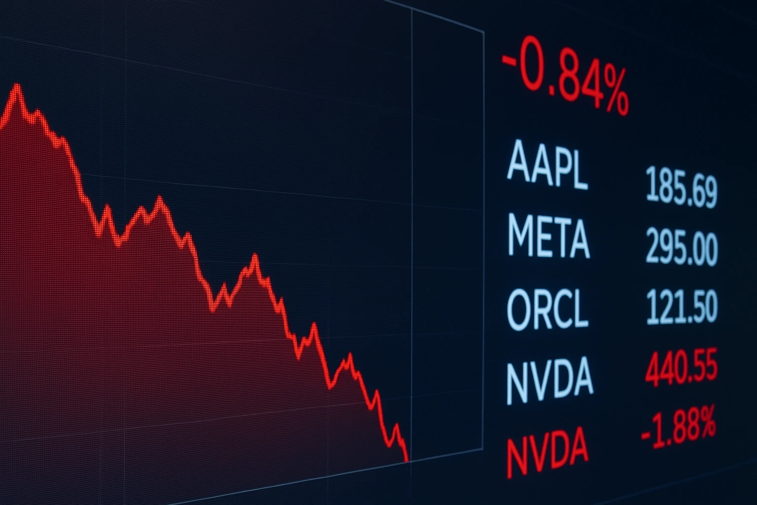 Stock market chart showing tech stocks and Nasdaq trends amid AI slump, highlighting potential year-end rally.
