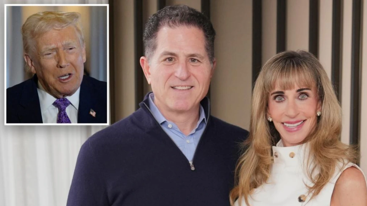 Michael and Susan Dell at a press event announcing $6.25 billion donation to fund Trump Accounts for millions of American children