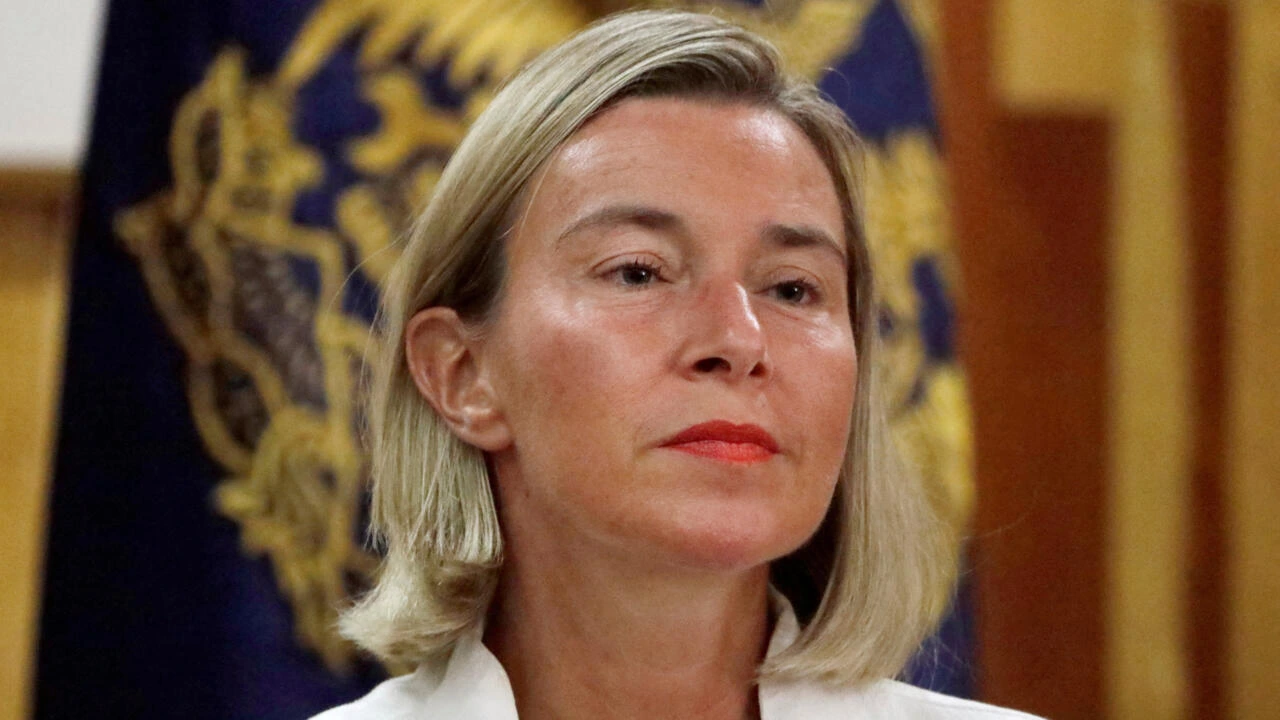 Federica Mogherini during a EU diplomatic meeting, now facing fraud and corruption allegations