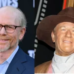 Ron Howard and John Wayne shown side by side in a composite image highlighting Howard's reflections on The Shootist and his experience working with the legendary actor.