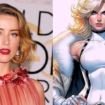 Split image showing Samara Weaving alongside Marvel Comics character Emma Frost following reports of her casting in Marvel Studios' upcoming X-Men movie.
