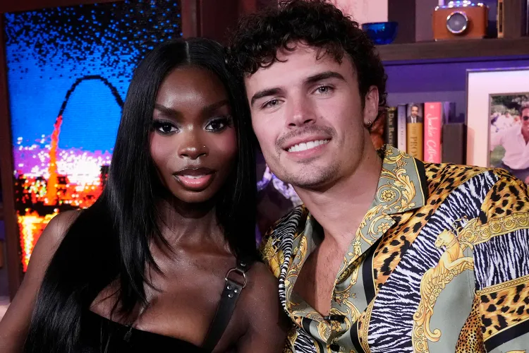 Olandria Carthen and Nic Vansteenberghe pose together during a television appearance before news of the Olandria Carthen and Nic Vansteenberghe breakup was reported.